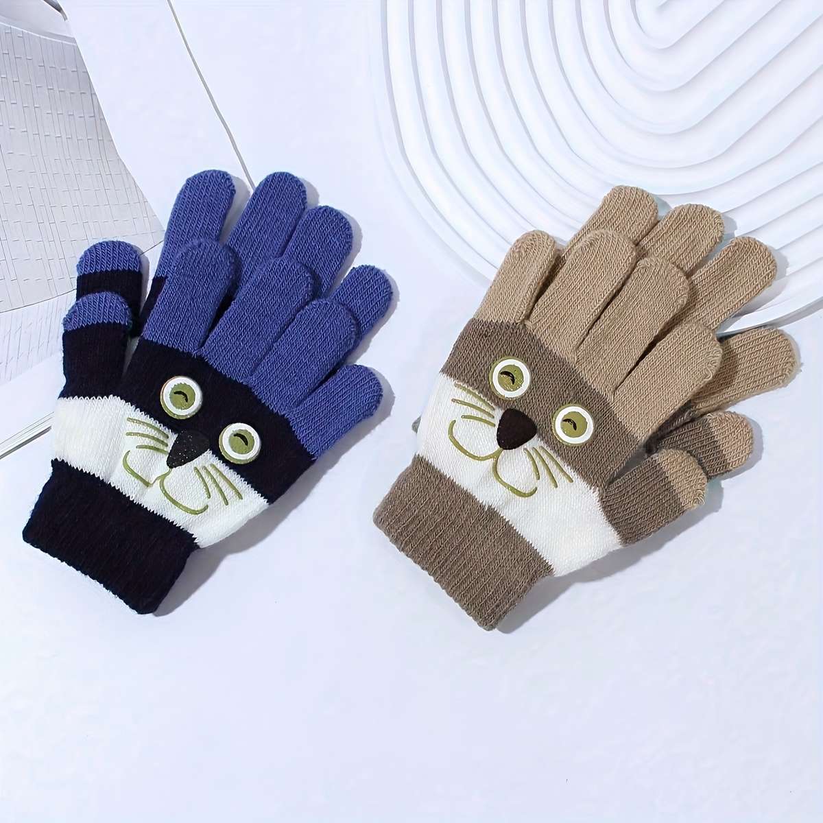 2 Pairs Navy Blue Gray Warm Gloves