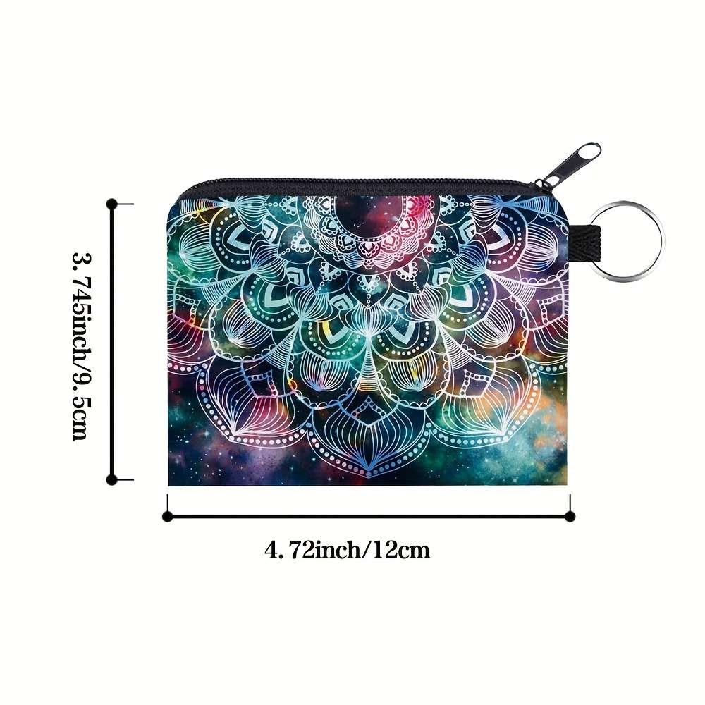 Women'S Polyester Mandala Starry Sky Print Portable Coin Purse Digital Printed Key Card Holder