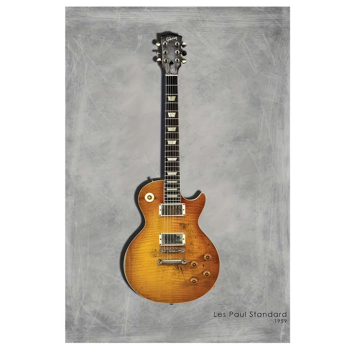 1pc Gibson Les Paul Standard 1959 Frameless Canvas Wall Art 30.48x45.72 cm Vibrant Sunburst Fini