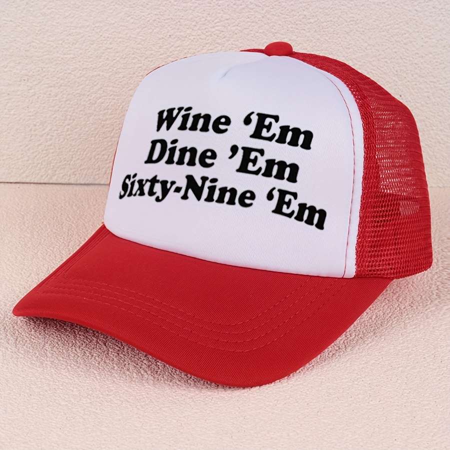 VERG Breathable Mesh Baseball Cap with Letter Print Adjustable Hand-Washable Polyester Truck