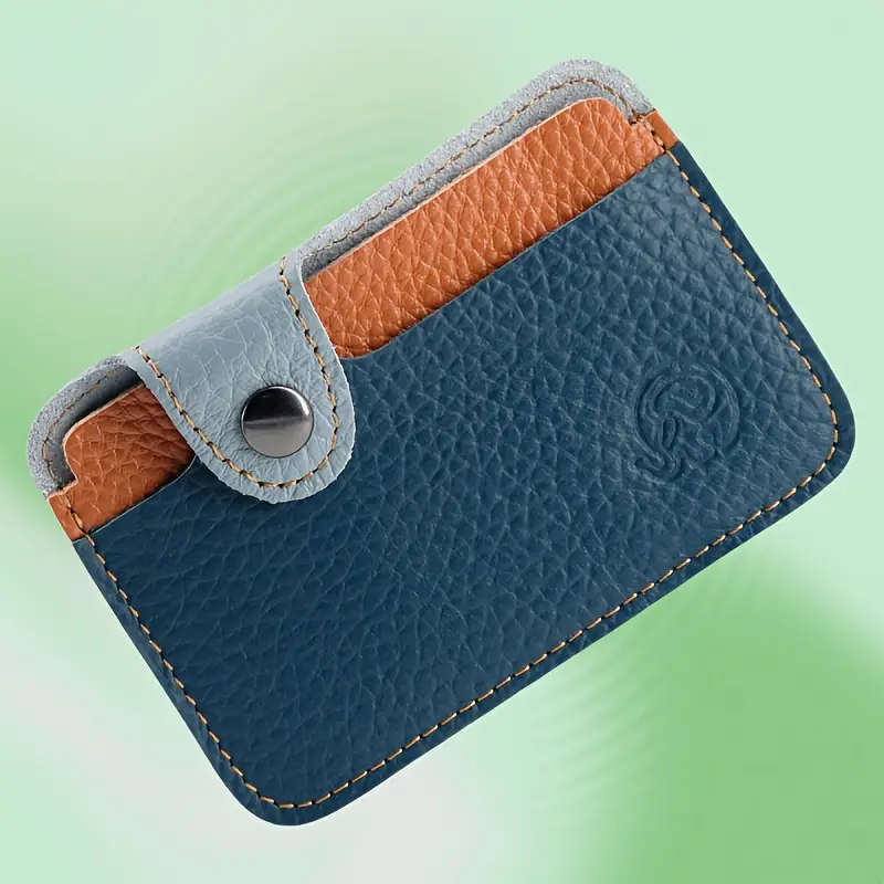 Genuine Leather Bifold Wallet with Snap Closure