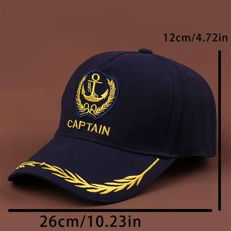 Adjustable Baseball Cap With Anchor Design Lightweight Polyester Non-Stretch Woven Ideal