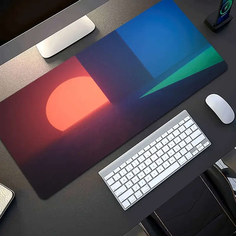 1pc 30x80cm Geometric Light Shadow Design Mouse Pad Modern Non-Slip Rubber Base