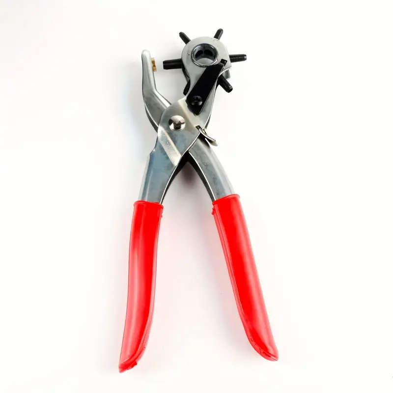 1pc Carbon Steel Revolving Leather Hole Punch Plier Multi-Size Puncher Tool for Belts Watch Bands St