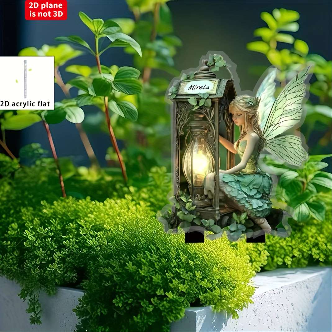 1pc 2D Flat    Printing Bohemian Style Garden Decorative Ground Plug Lantern Elf Deco