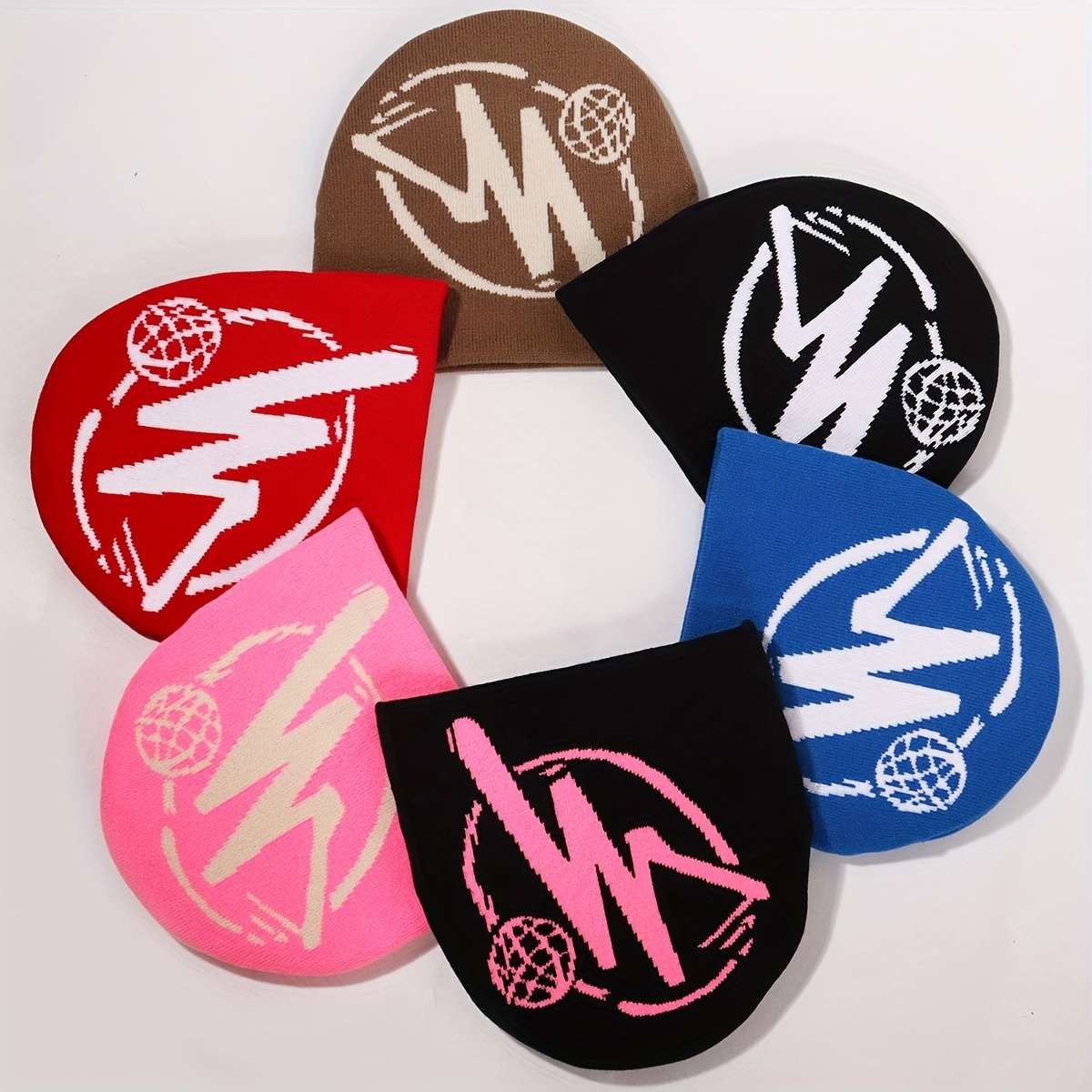 Festive Knit Beanie Hat with Bold 'M' Design Available in Multiple Colors