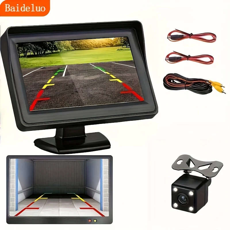 1pc Car Monitor Camera 4.3-inch Display HD Reversing Rearview Camera Car Reversing Kit for Car Picku