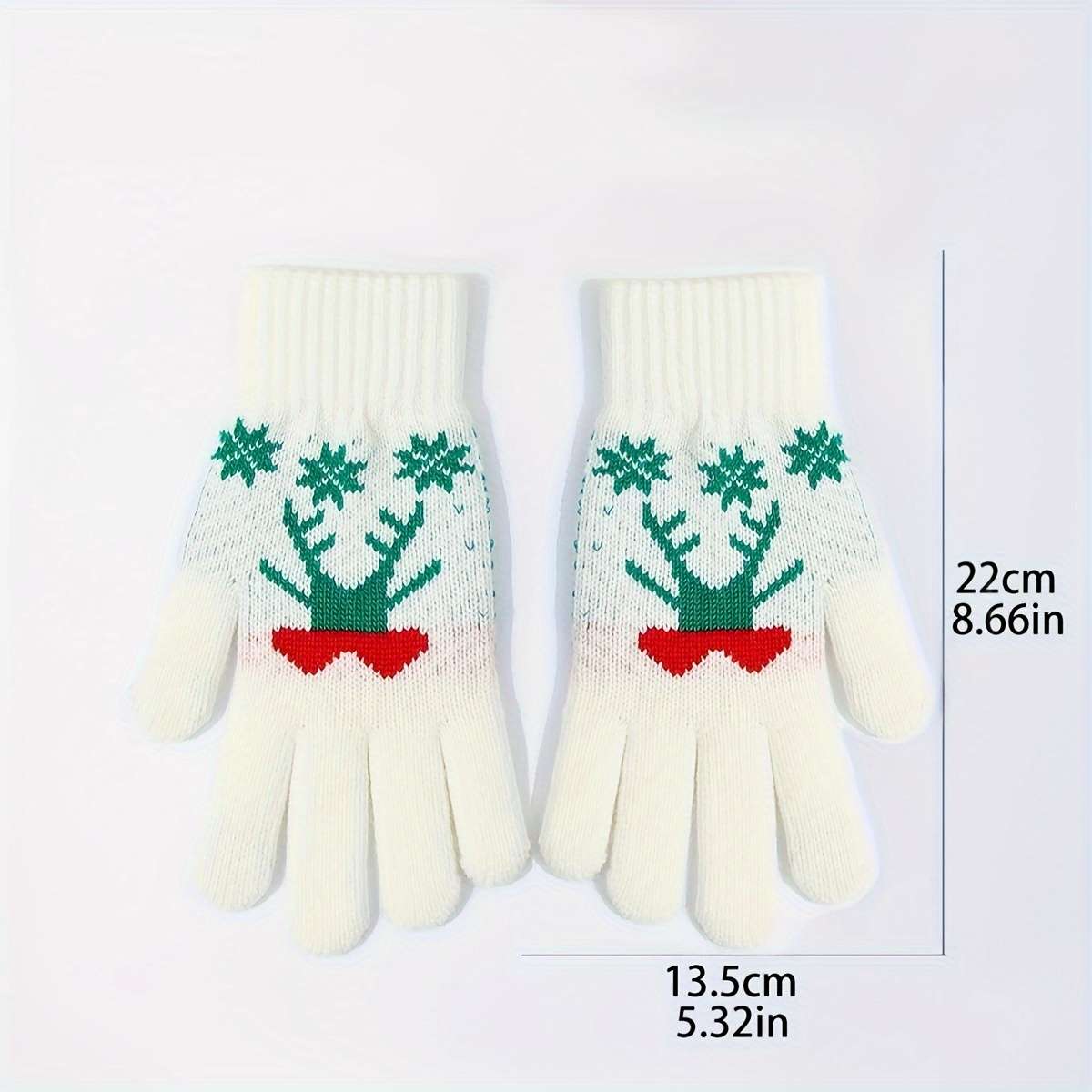 2 Pair Red Gloves One Size Warm Gloves