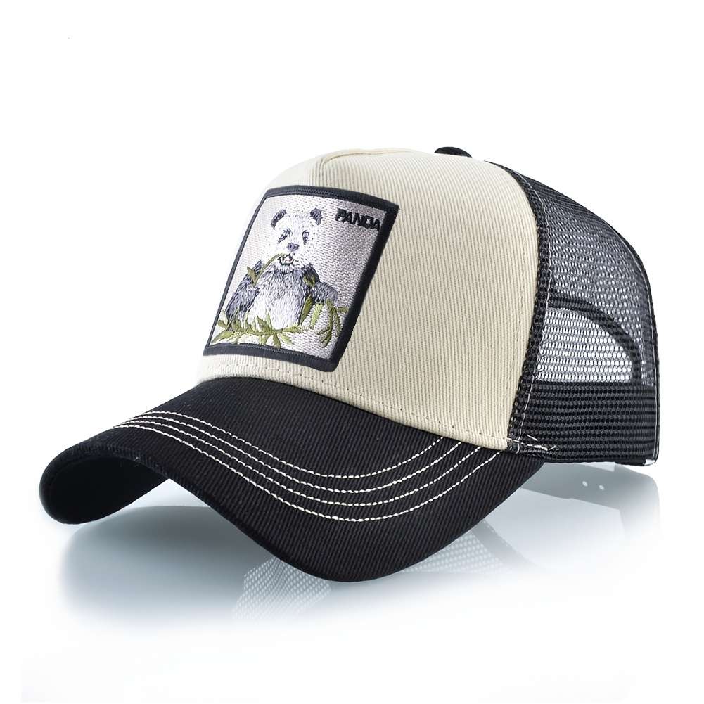 Unisex Adjustable Baseball Cap with Panda Bamboo Embroidery Breathable Mesh Back Olive G