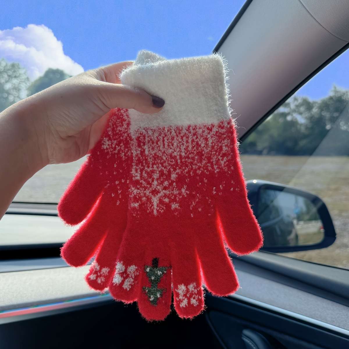 1 Pair Red Warm Gloves