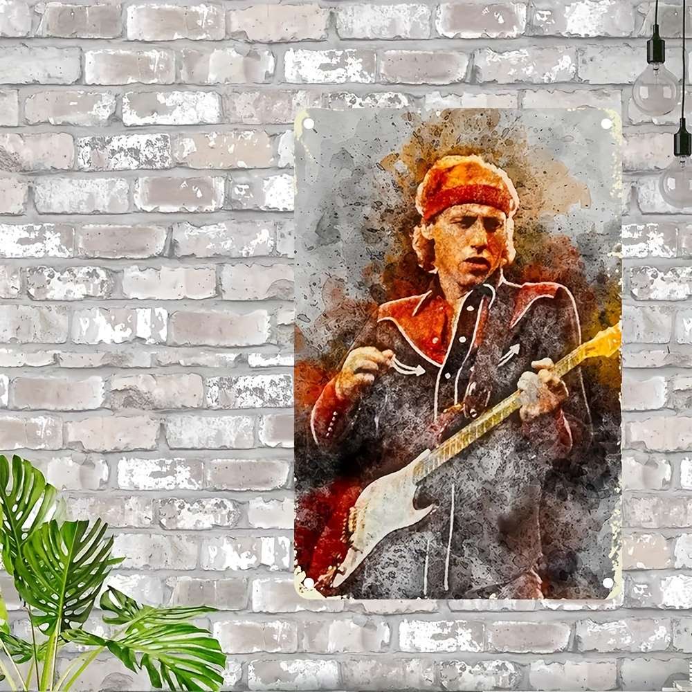 Rock Guitarist Metal Foil Engraved Sign Wall Art Decor