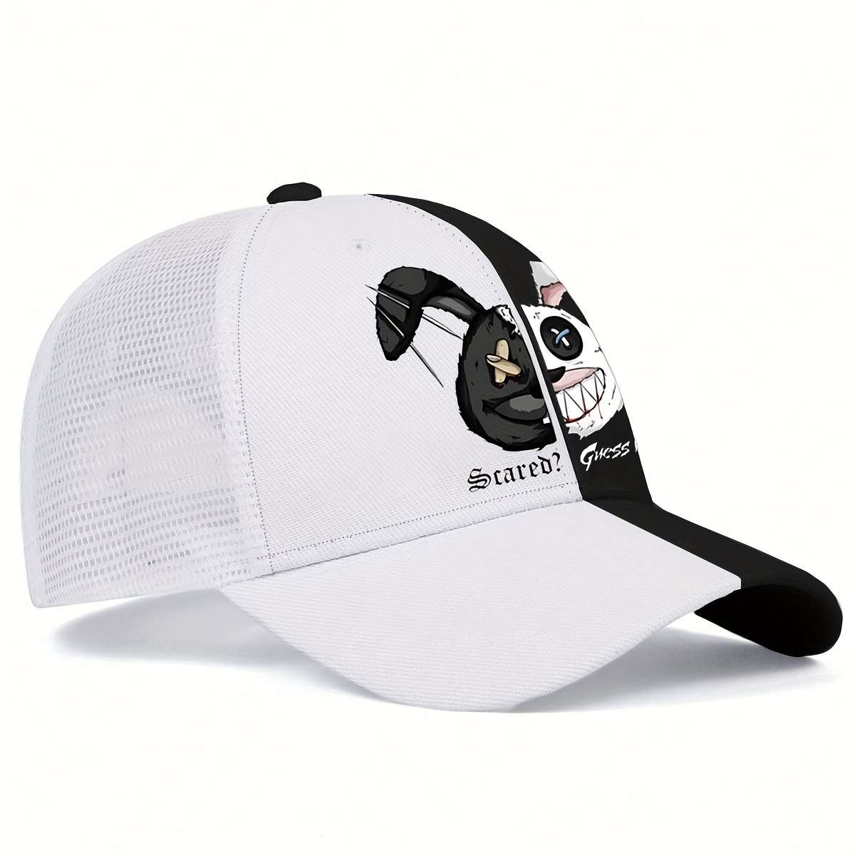 Cute Cartoon Rabbit Print Baseball Cap Soft Slight Stretch Fabric Hand Wash Or Profess