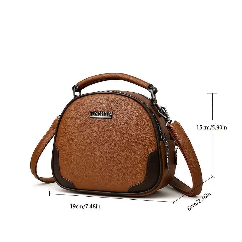 1pc Women's Crossbody Bag with Double Zipper Compartments Artificial Leather Casual Mini Fashion