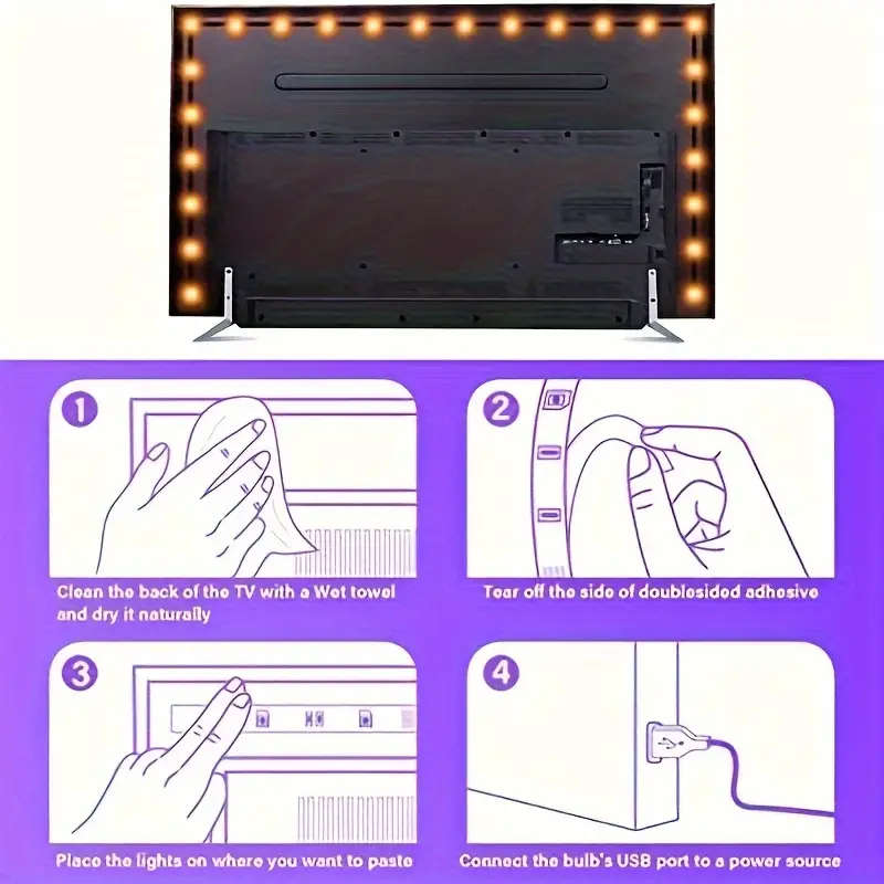 5V USB charging Rgb LED Strip Lights with 44 Keys, USB power supply EASY to INSTALL, 5 METER