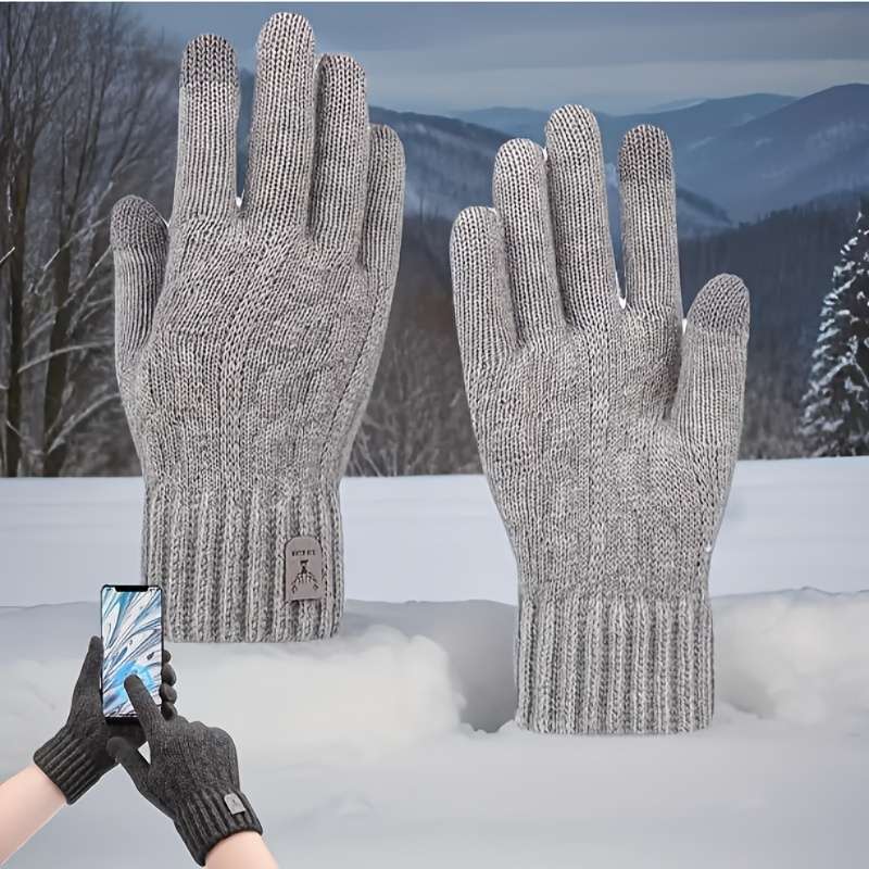 1 Pair Khaki Warm Gloves