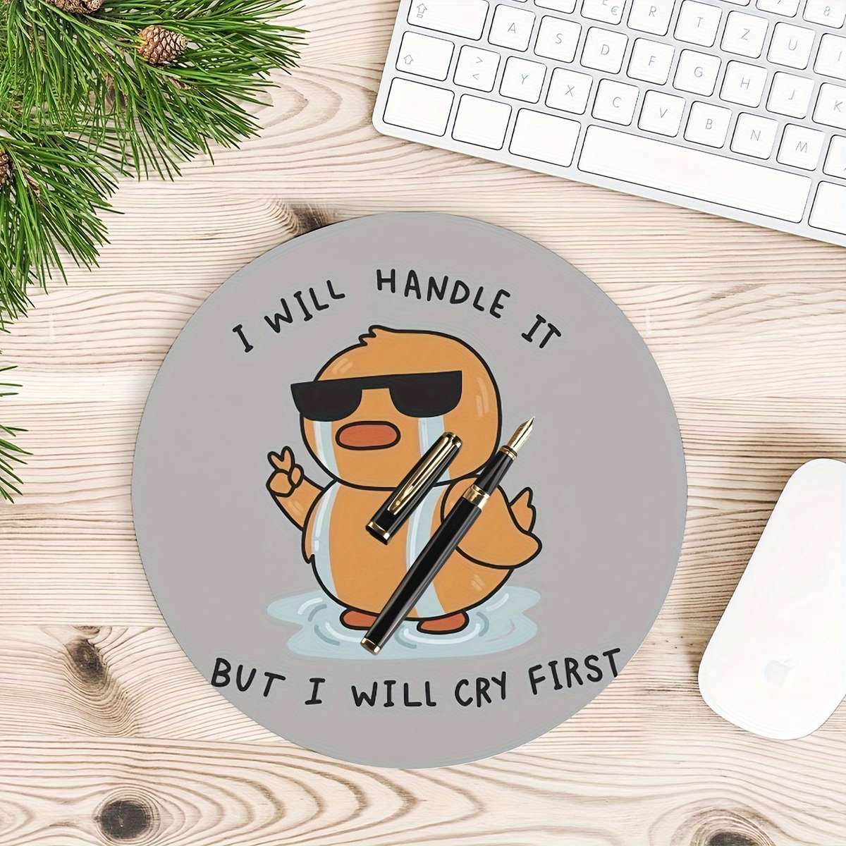 Chick-Themed Round Mouse Pad