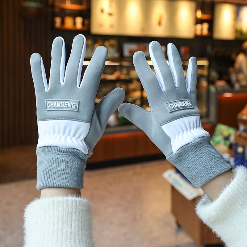 1 Pair Grey One Size Warm Gloves