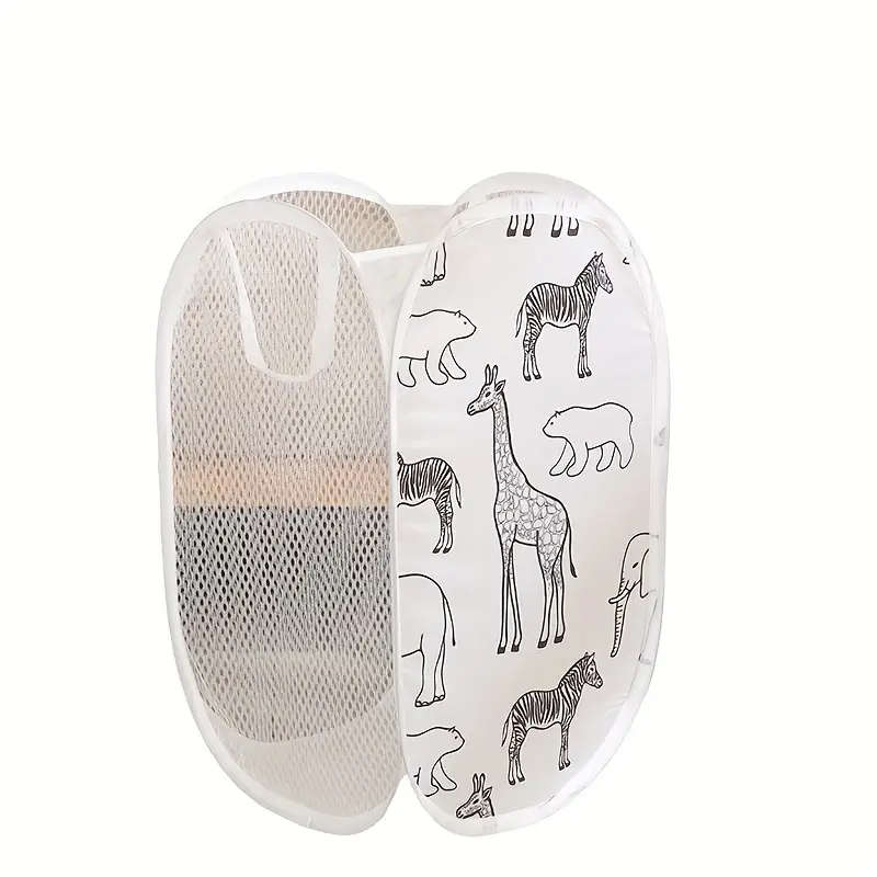 1pc Cartoon-Themed Foldable Laundry Hamper with Handles Versatile Mesh Storage Basket for Clothes To