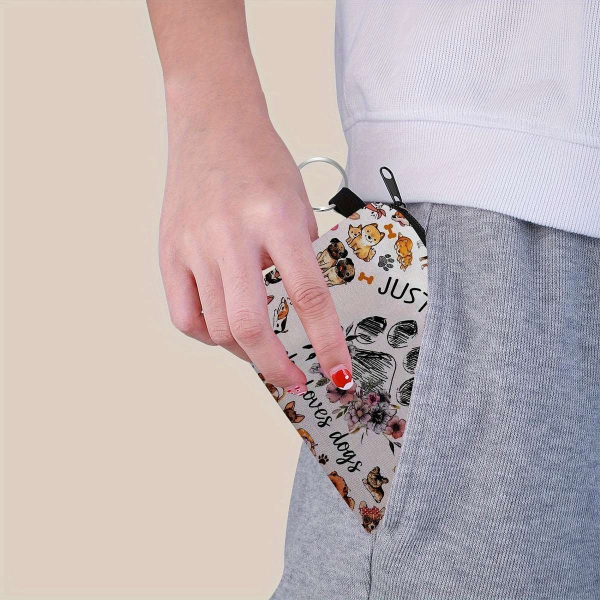 Sweet Cute Dog Print Purse Lightweight Zipper Pouch