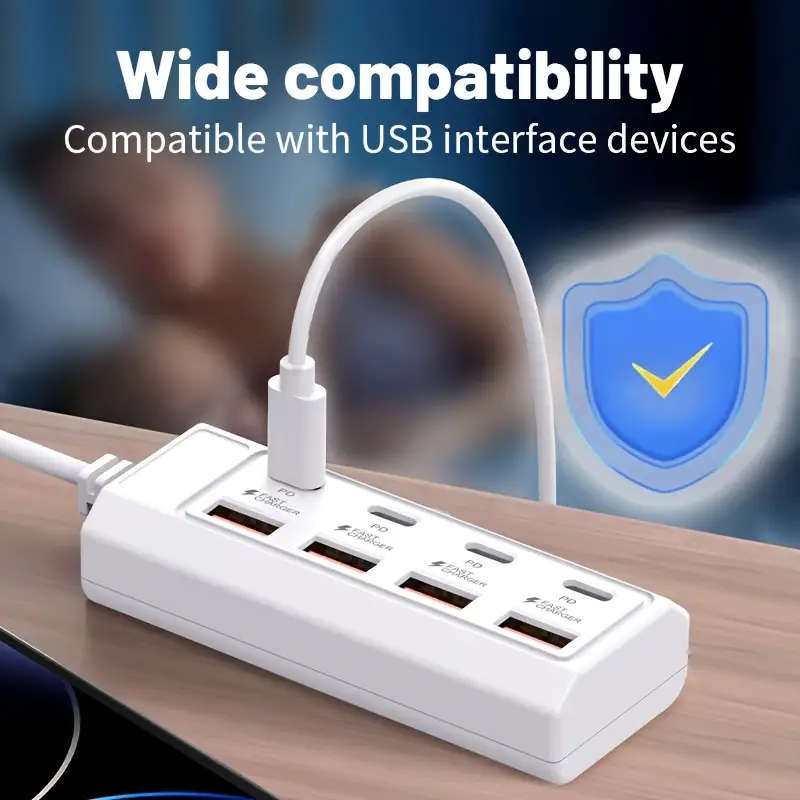 8-Port Usb To 4 Usb + 4 Type-C 25W Hub
