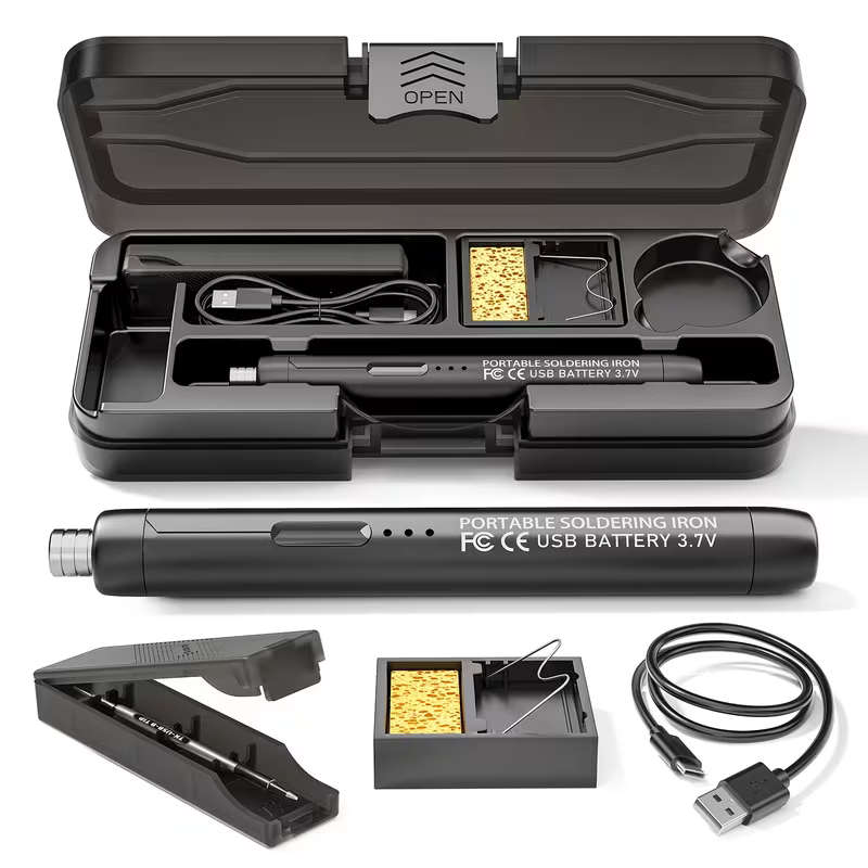 USB Cordless Soldering Iron 3 Heat Settings Soldering Flux Stand Storage Case