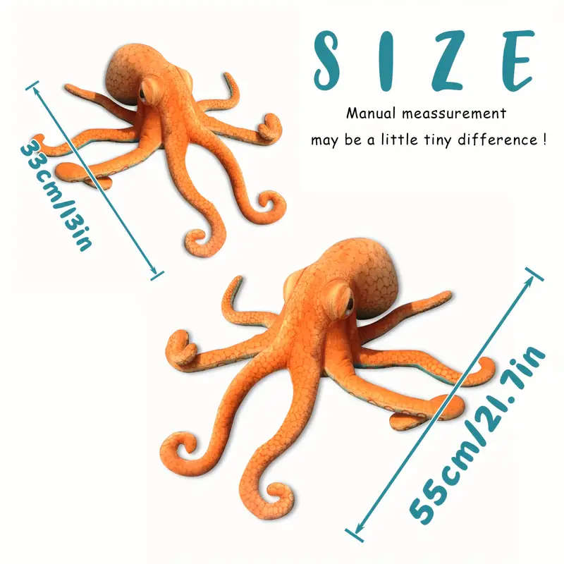 Large Bright Orange And Blue Octopus Plush Toy