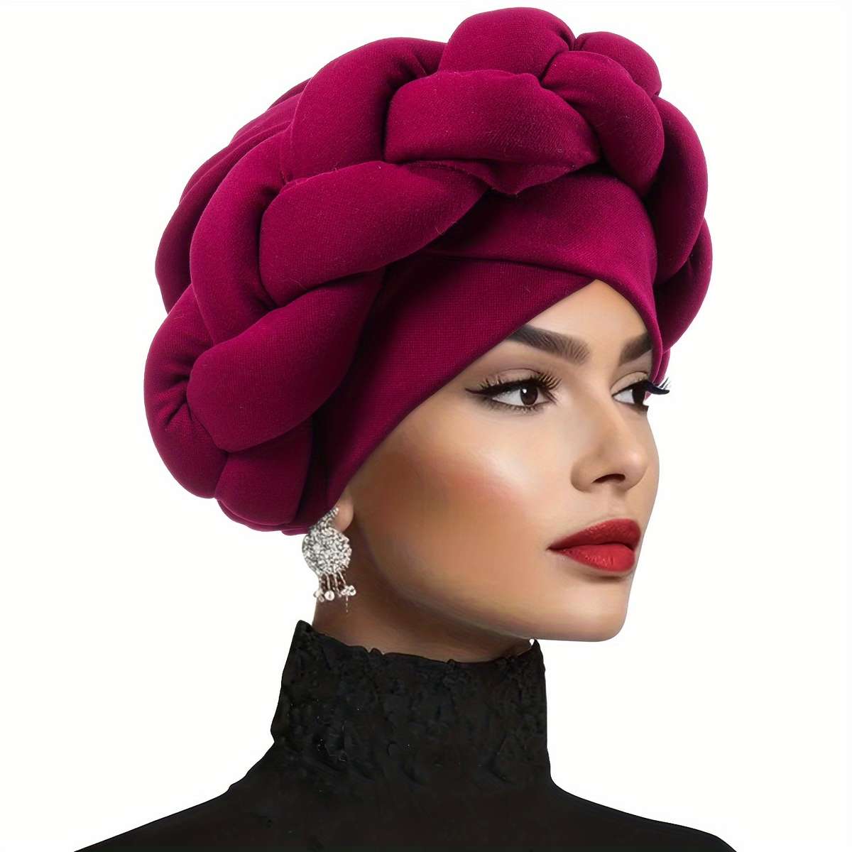 Thick Braided Urban Polyester Fiber Turban Hat Thick Braided Elastic Hand Washable Light