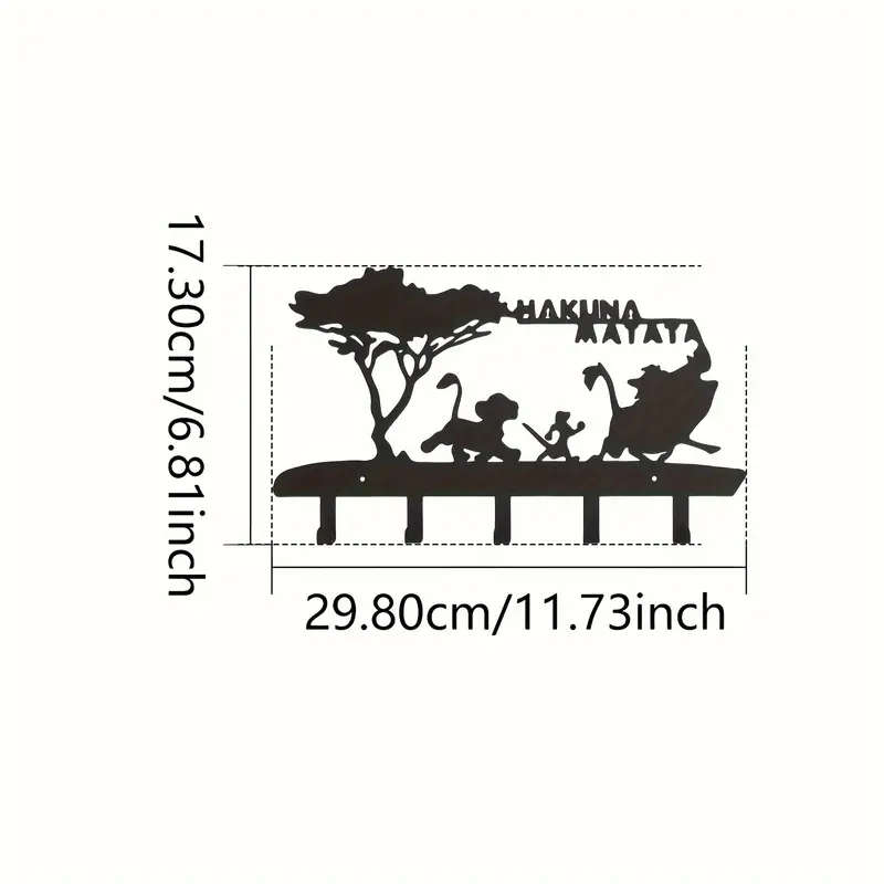 1pc Easy-Install Black Metal Key Holder With 5 Hooks - Wall Mounted Organizer Rack For Home Decor Co