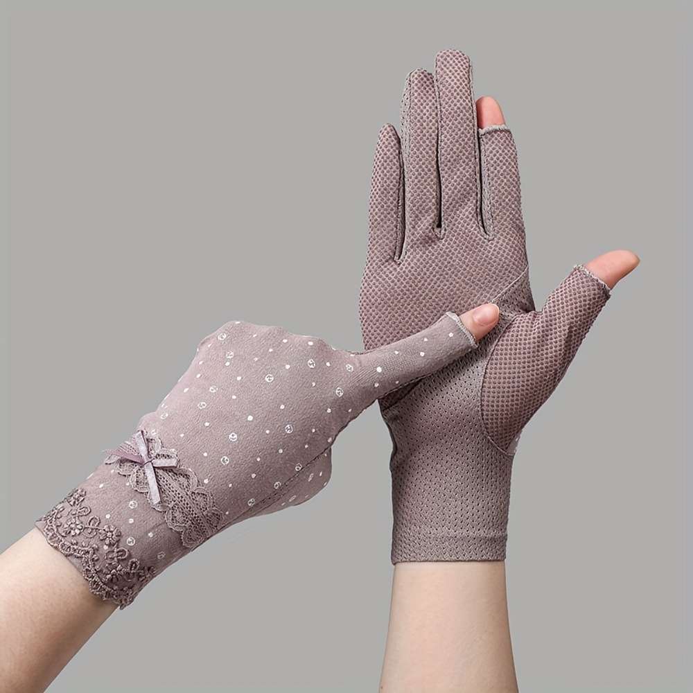 1 Pair Light Pink Summer Lace Gloves