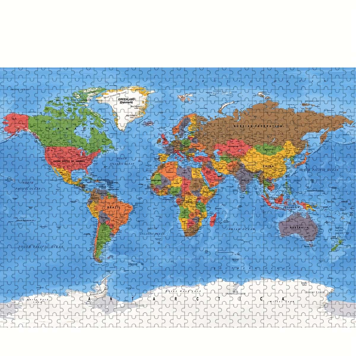 1000pcs World Map Jigsaw Puzzle Wooden Brain-Teasing Activity for Adults Families