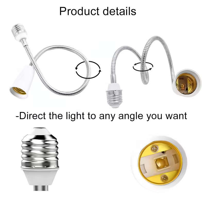 E27 To E27 Flexible Extension Socket Adjustable LED Lamp Holder 60cm