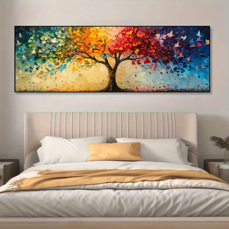 Extra Large Abstract Tree of Life Canvas Art - Contemporary Geometric Design, Spring & Summer