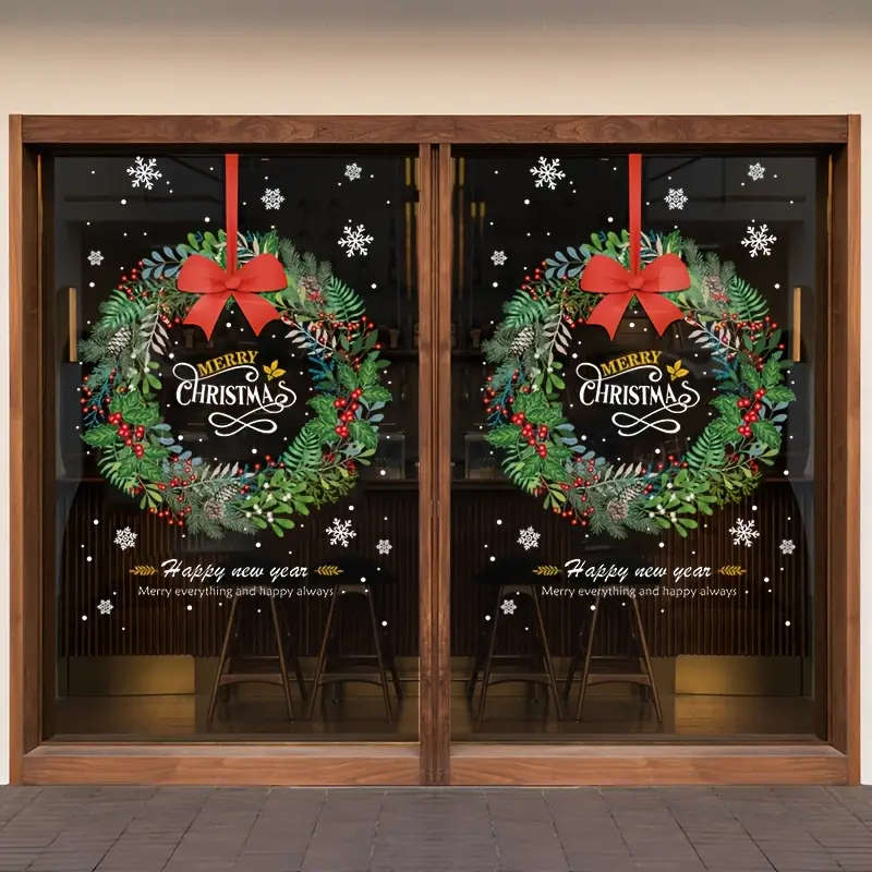 Christmas Window Decorations Static Window Stickers With Merry Christmas Text