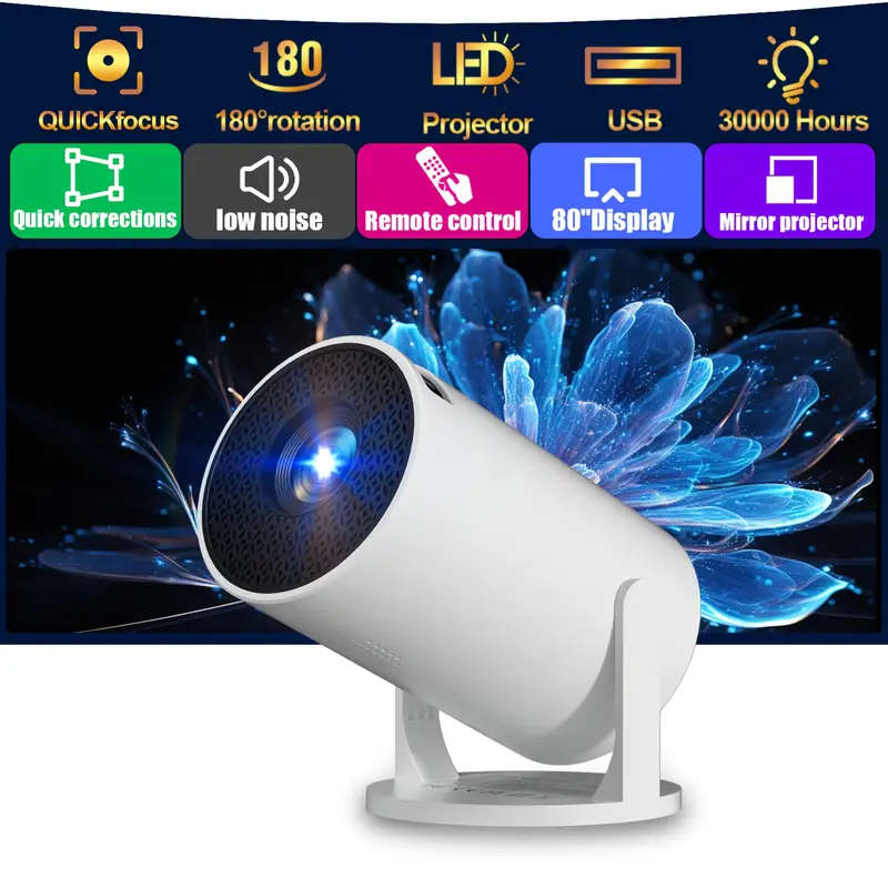 Compact Mini Projector with 180° Adjustable Projection