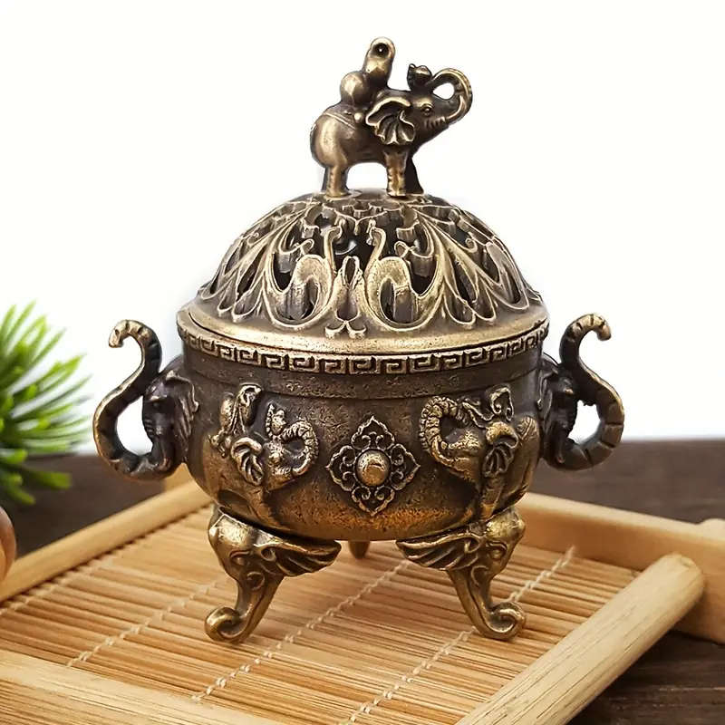 Elegant Metal Elephant Tea Ceremony Incense Burner