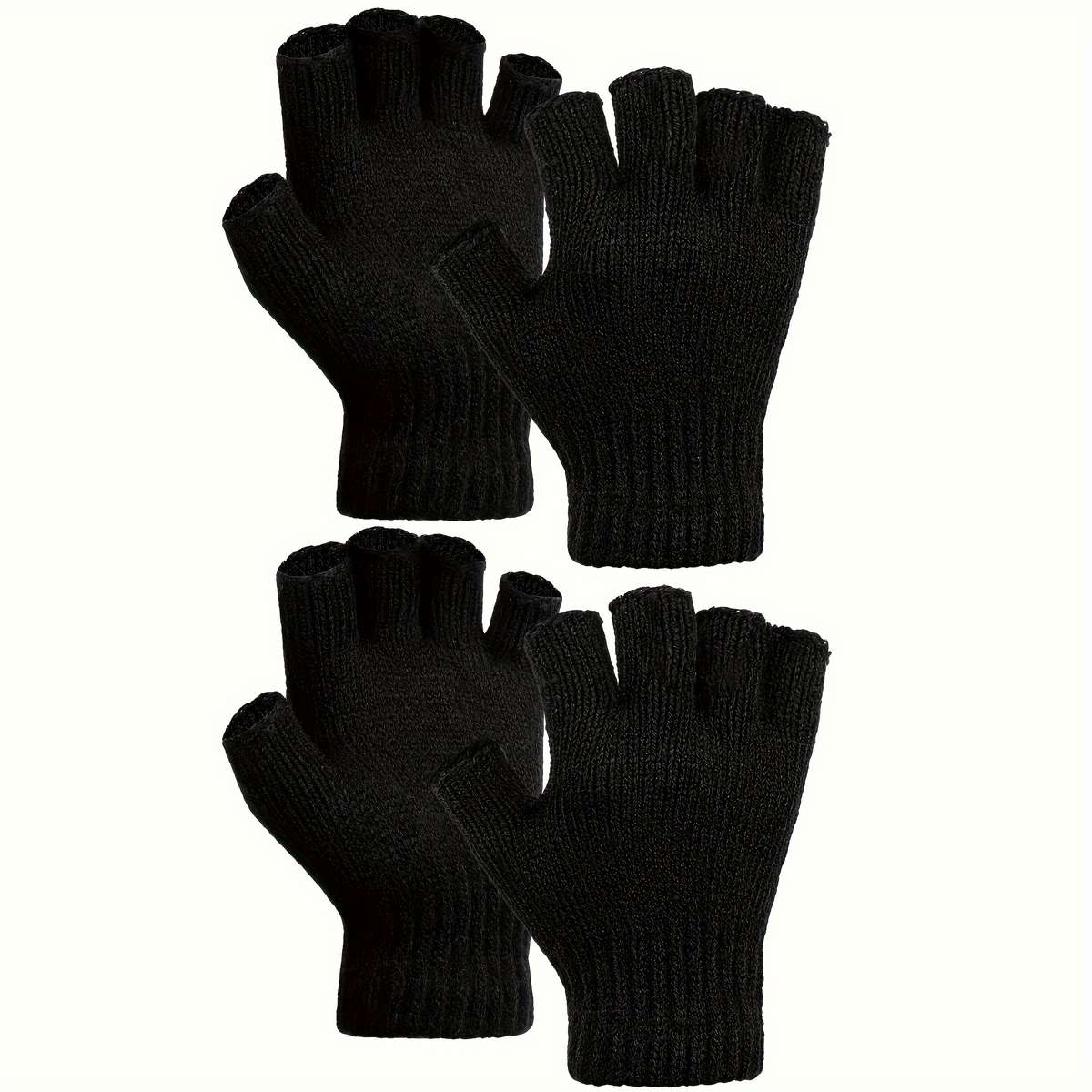 1 Pair Black Gray Warm Gloves