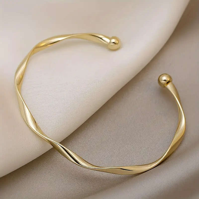 Elegant Simple Twist Open Cuff Bracelet