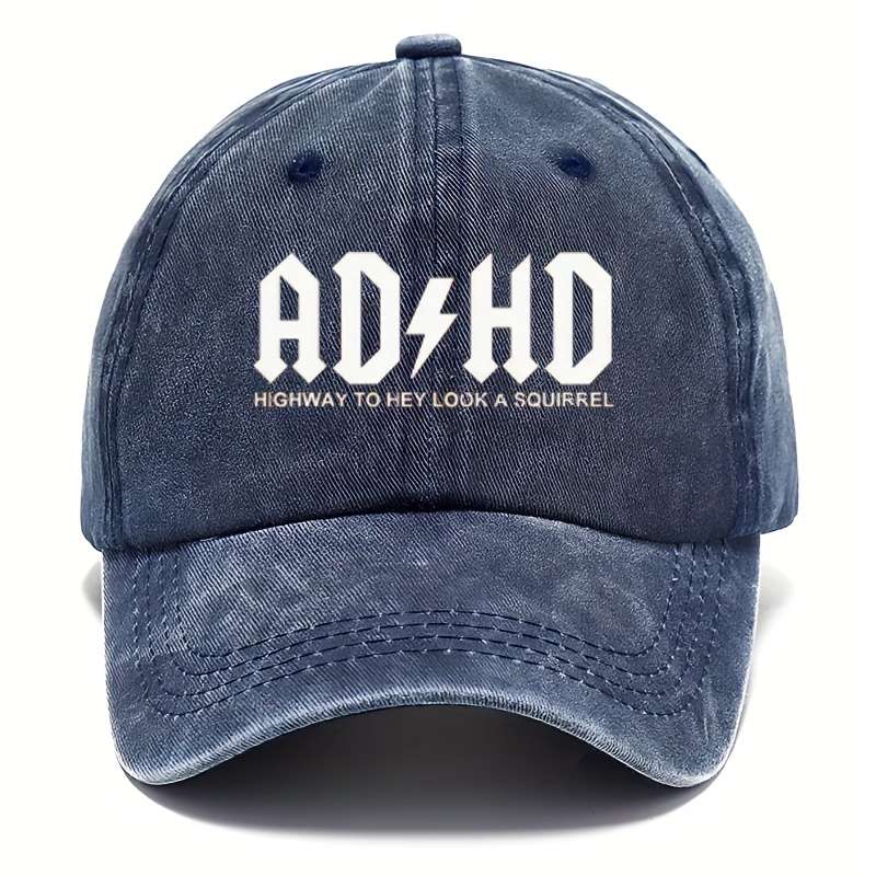 Funky Distressed Moisture-Wicking Adjustable Duckbill Hat Ad+Hd Print Cotton Baseball Cap For