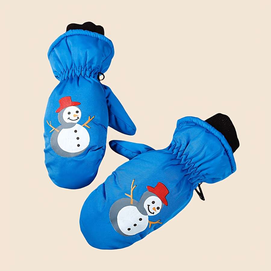1 Pair Red Applicable People 6 To 10 Years Old Warm Gloves
