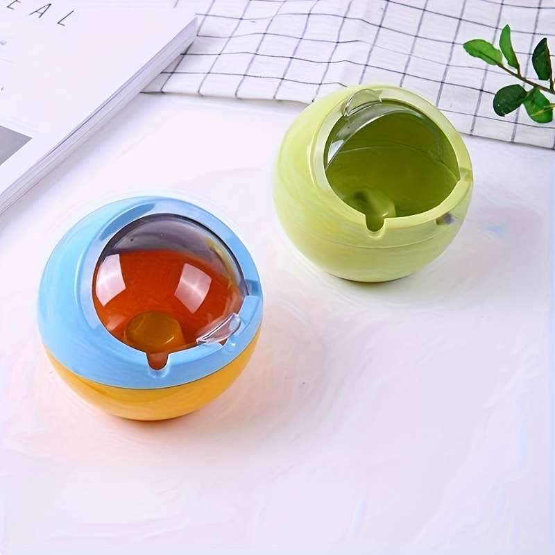 1pc European Style Round Melamine Ashtray with Lid Windproof and Fly-Proof Creative Spherical Des