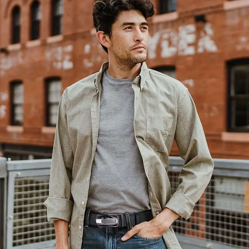 2 Men's Leather Automatic Buckle Belts Black+Blue 115CM