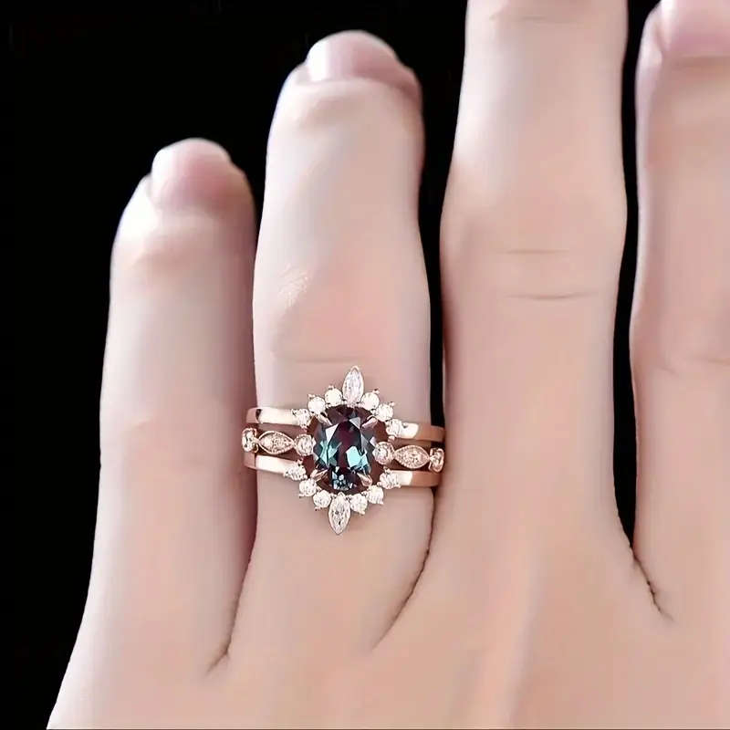 3 Pieces Sunflower Design Fashion Vintage Ring Set