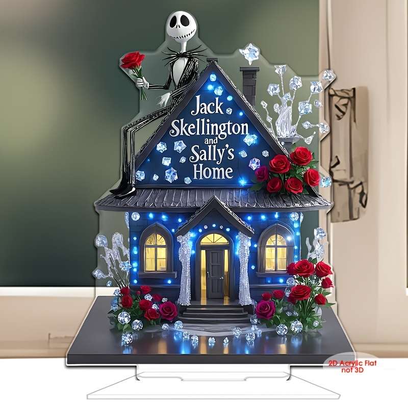1pc 2D Flat  Acrylic Jack Skellington Sally'S Home Decor Romantic Mystical Family-Themed Table