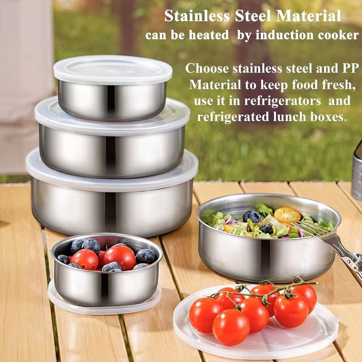 5pcs set of food storage containers with lids suitable for vegetables fruits kitchen supplie
