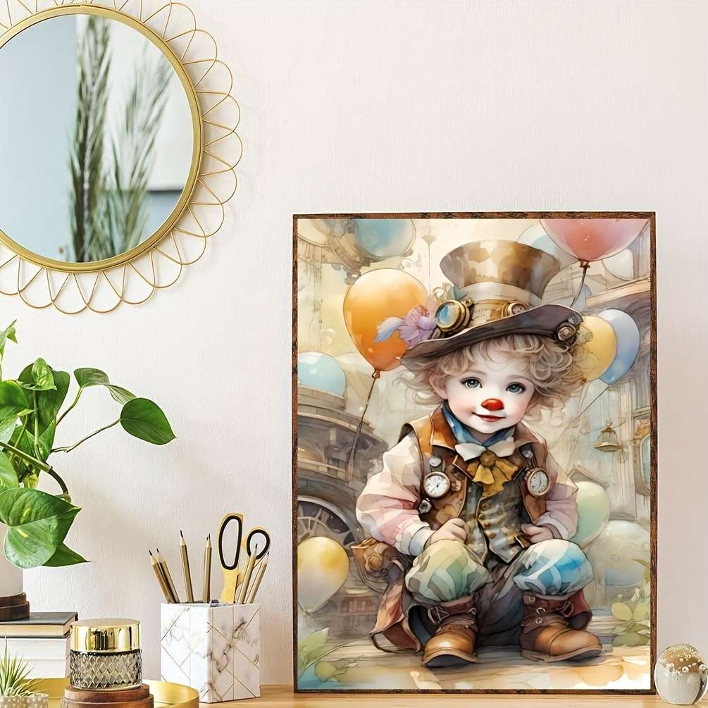 1000-Piece Jigsaw Puzzle Clown with Flowers Design Durable Thick Paper Puzzle for A
