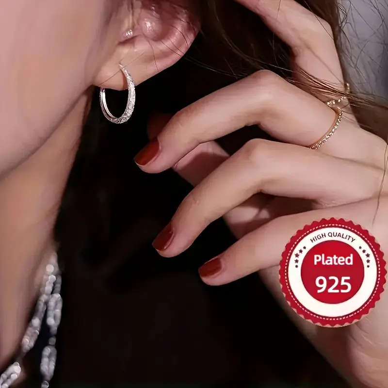 925 Silver plated earrings, Starry Sky River sparkling ring earrings