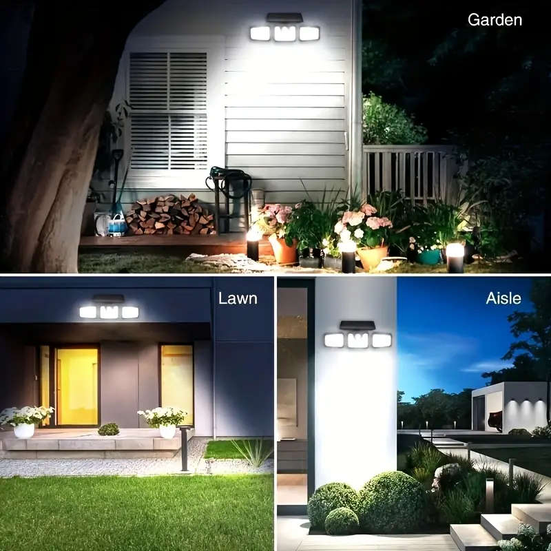 Solar-Powered Multi-Angle Motion Sensor Wall Light | IP44 Solar Outdoor Lights | Auto-Dimming & 270°