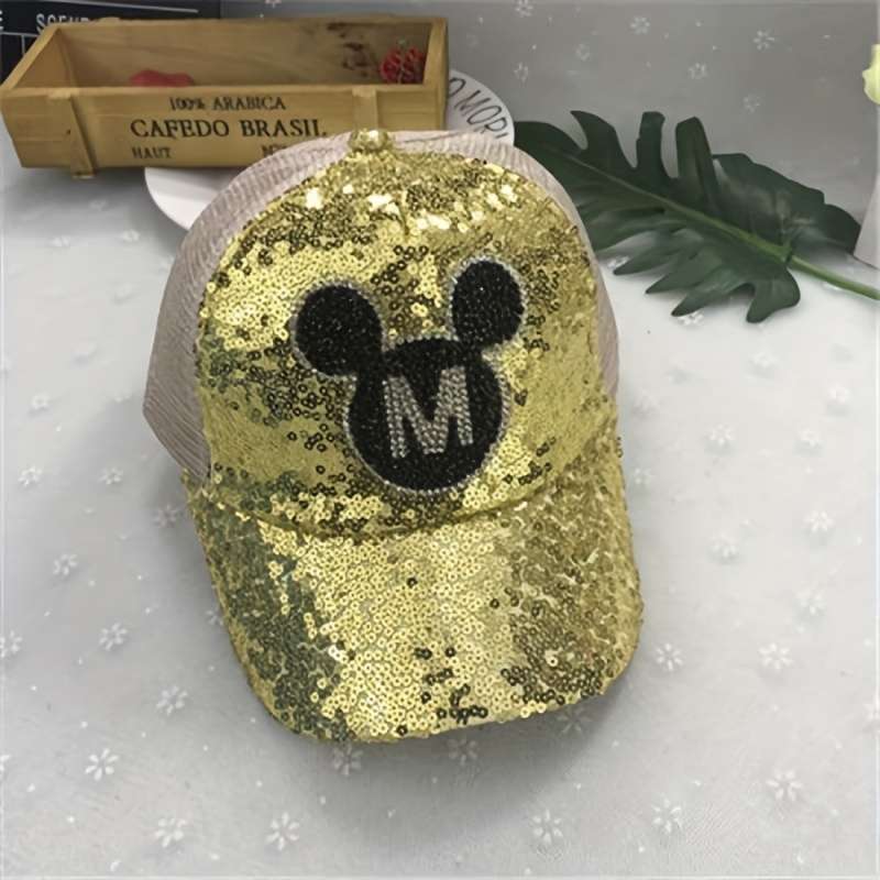 1pc 1 Disney Mickey Spring Summer baseball cap Sun shade cap Sun Shield Breathable Korean sequin me