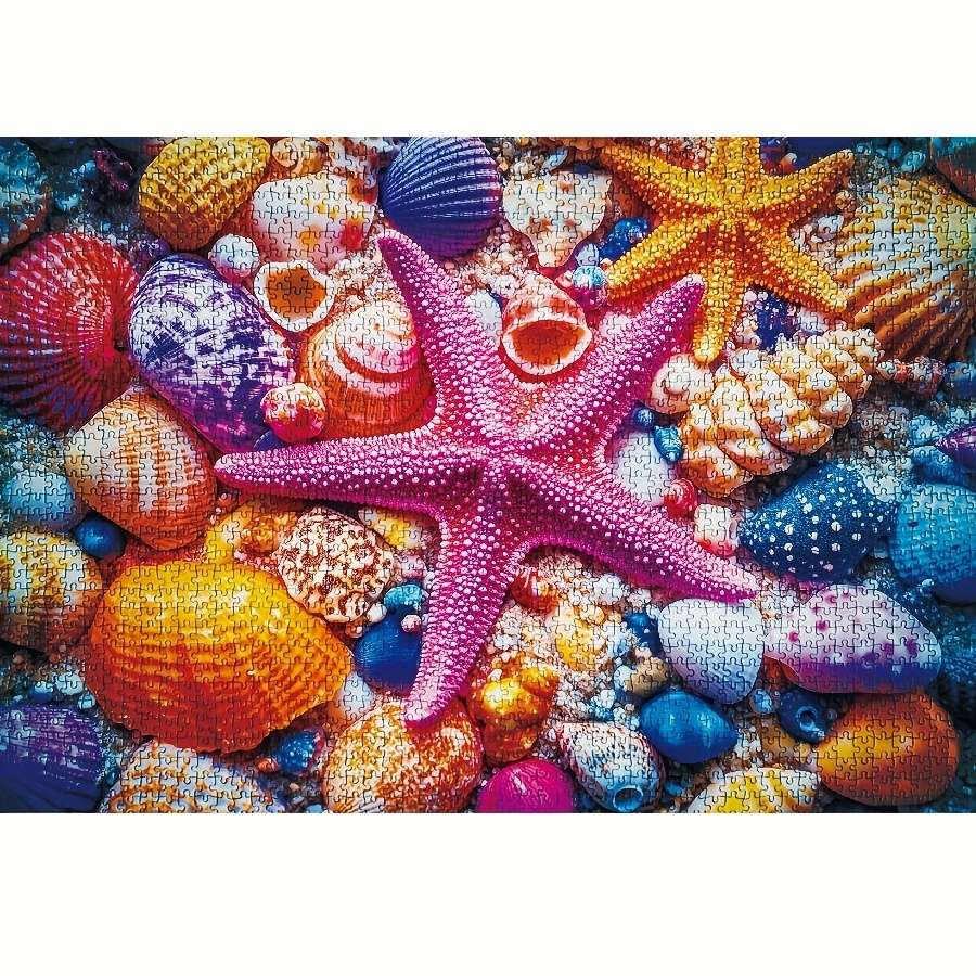 1000pcs Colorful Seashells Starfish Jigsaw Puzzle for Adults Vibrant Beach-Themed