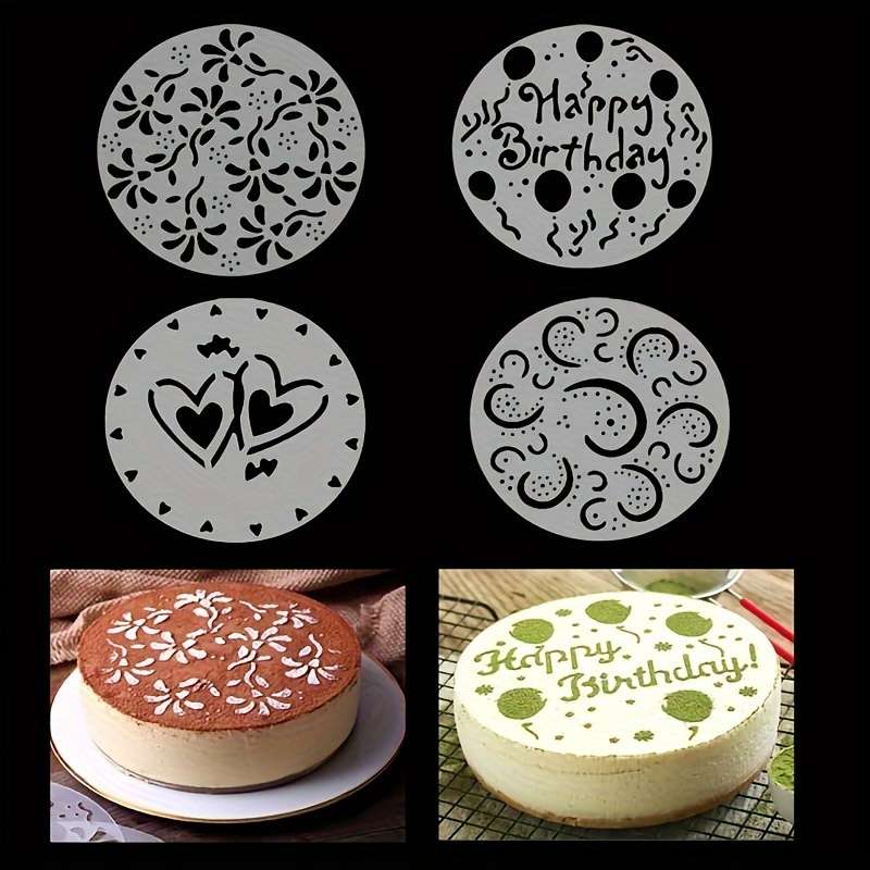 4pcs Cake Template Cake Decoration Mold Plastic Template Spray Cake Mold Side Baking Mesh Tem